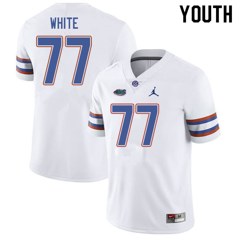 Youth NCAA Florida Gators Ethan White #77 Stitched Authentic Jordan Brand White College Football Jersey KKB0665TD